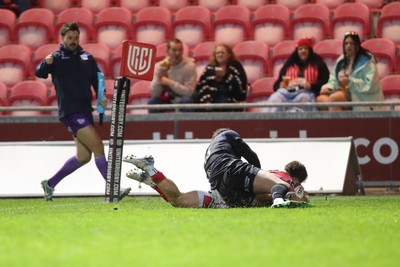 291125 - Scarlets v Glasgow Warriors - United Rugby Championship - Macs Page of Scarlets scores a try 