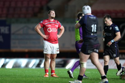 291125 - Scarlets v Glasgow Warriors - United Rugby Championship - Sam O’Connor of Scarlets at the final whistle 