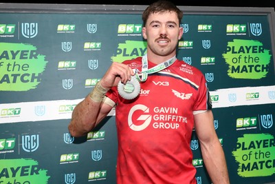 291125 - Scarlets v Glasgow Warriors - United Rugby Championship - Max Douglas of Scarlets Man of The Match 