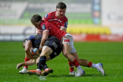 291125 - Scarlets v Glasgow Warriors - United Rugby Championship - Macs Page of Scarlets is challenged by Dan Lancaster of Glasgow