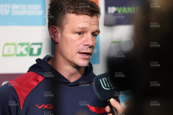 291125 - Scarlets v Glasgow Warriors - United Rugby Championship - Scarlets Head Coach Dwayne Peel talks to TV before kick off