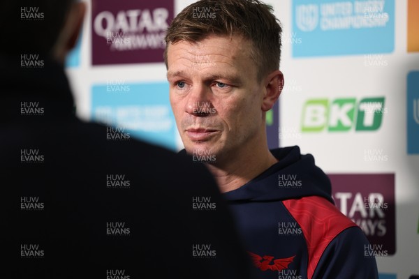291125 - Scarlets v Glasgow Warriors - United Rugby Championship - Scarlets Head Coach Dwayne Peel talks to TV before kick off