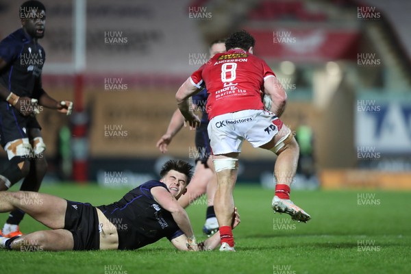 291125 - Scarlets v Glasgow Warriors - United Rugby Championship - Fletcher Anderson of Scarlets on the charge 