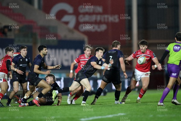 291125 - Scarlets v Glasgow Warriors - United Rugby Championship - George Horne of Glasgow gets the ball away 