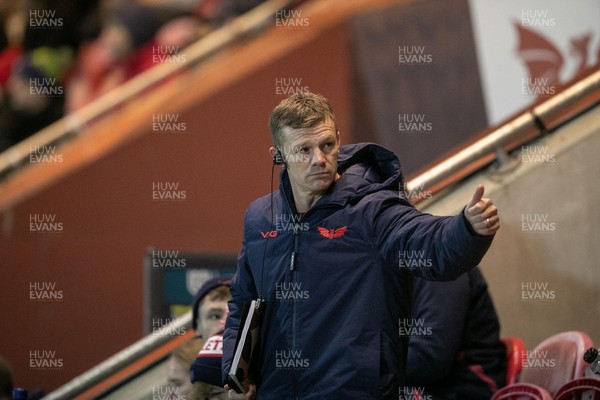 291125 - Scarlets v Glasgow Warriors - United Rugby Championship - Scarlets Head Coach Dwayne Peel at the final whistle 
