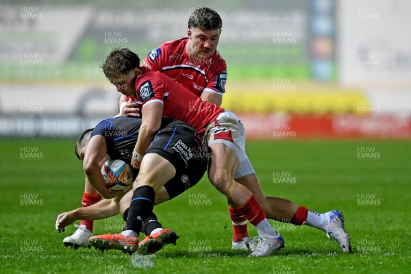 291125 - Scarlets v Glasgow Warriors - United Rugby Championship - Macs Page of Scarlets is challenged by Dan Lancaster of Glasgow