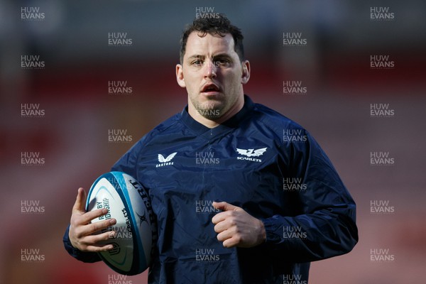 300324 - Scarlets v Glasgow Warriors - United Rugby Championship - Ryan Elias of Scarlets warms up ahead of the match