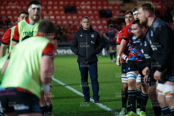 300324 - Scarlets v Glasgow Warriors - United Rugby Championship - Glasgow Warriors Head Coach Franco Smith during the warm up
