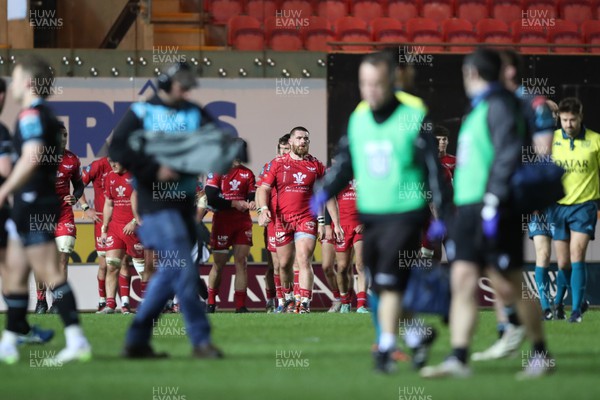 300324 - Scarlets v Glasgow Warriors - United Rugby Championship - Kemsley Mathias of Scarlets at the final whistle