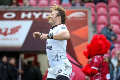 260424 - Scarlets v Hollywoodbets Sharks - United Rugby Championship - Werner Kok of Sharks runs out for his 50th appearance in an international competition