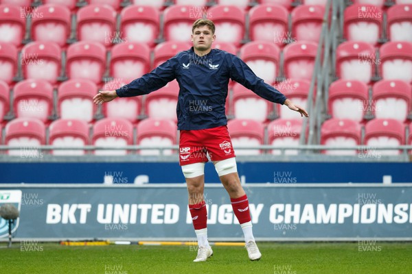 260424 - Scarlets v Hollywoodbets Sharks - United Rugby Championship - Taine Plumtree of Scarlets during the warm up