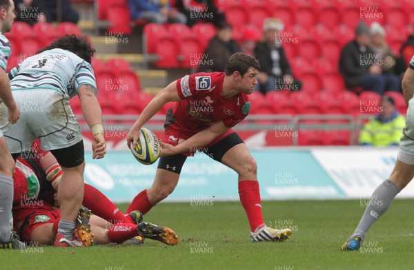 030213 Scarlets v Leicester - LV= Cup - Scarlets' centre Adam Warren stands in at scrum half 