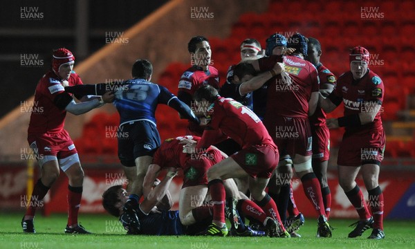 03.12.10 - Scarlets v Leinster - Magners League - Scarlets and Leinster players exchange blows as a fight breaks out between players. 