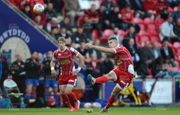 060913 - Scarlets v Leinster - RaboDirect PRO12 -Steve Shingler of Scarlets kicks at goal