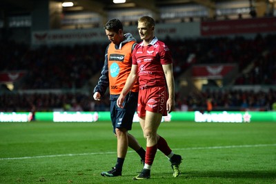 080918 - Scarlets v Leinster - Guinness PRO14 - Johnny McNicholl of Scarlets leaves the field