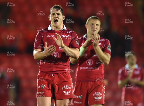080918 - Scarlets v Leinster - Guinness PRO14 - Ryan Elias of Scarlets at the end of the game