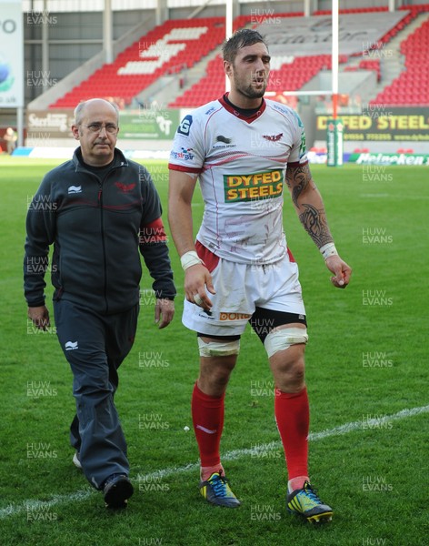 201012 - Scarlets v Leinster - Heineken Cup -Josh Turnbull of Scarlets at the end of the game