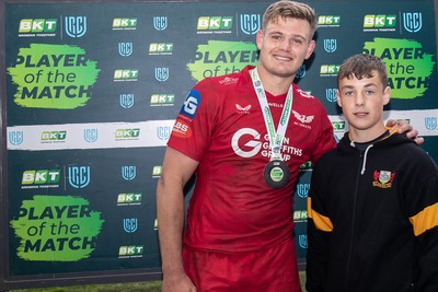 260425 - Scarlets v Leinster - United Rugby Championship - Player of the Match Taine Plumtree  of Scarlets