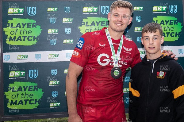 260425 - Scarlets v Leinster - United Rugby Championship - Player of the Match Taine Plumtree  of Scarlets