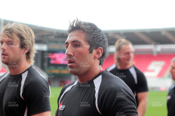 250812 - Scarlets v London Welsh - Preseason Friendly - Gavin Henson at Parc y Scarlets