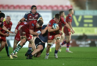 160224 - Scarlets v Munster - United Rugby Championship - Teddy Leatherbarrow of Scarlets 