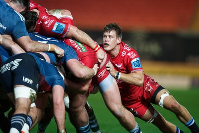 160224 - Scarlets v Munster - United Rugby Championship - Jarrod Taylor of Scarlets packs down at a scrum