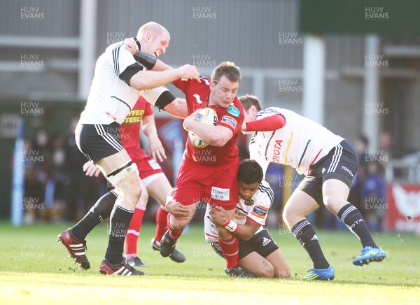 210412 - Scarlets v MunsterScarlets Matthew Rees is surrounded by Munster defence