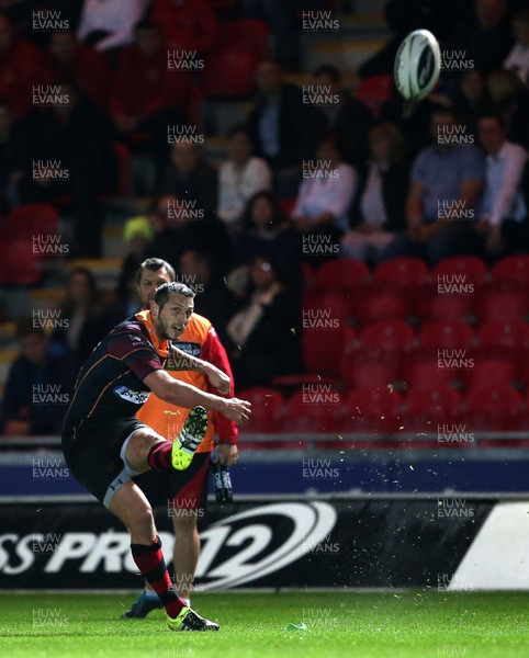 301015 - Scarlets v Newport Gwent Dragons - Guinness PRO12 - Jason Tovey of Newport Gwent Dragons kicks the conversion