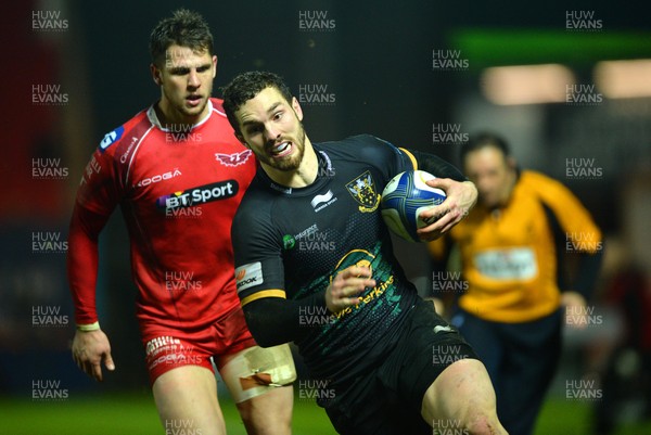 230116 - Scarlets v Northampton - European Rugby Champions Cup -George North of Northampton scores try