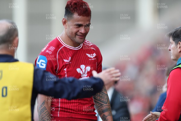 170922 - Scarlets v Ospreys - United Rugby Championship - Vaea Fifita of Scarlets leaves the field