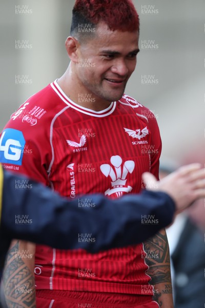 170922 - Scarlets v Ospreys - United Rugby Championship - Vaea Fifita of Scarlets leaves the field