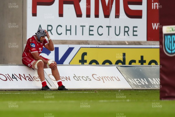 170922 - Scarlets v Ospreys - United Rugby Championship -  Sione Kalamafoni of Scarlets sits out his yellow card at the end of the game