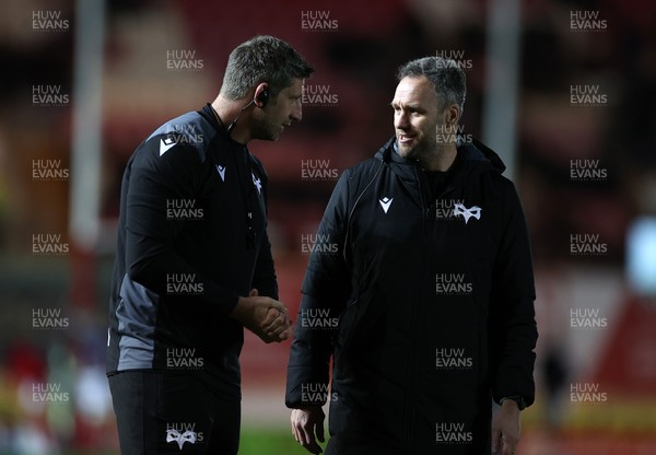 261225 - Scarlets v Ospreys - United Rugby Championship - Ospreys Head Coach Mark Jones with Coach Richard Kelly