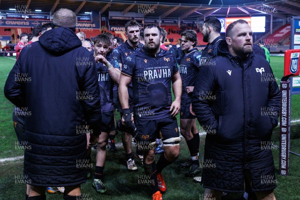 261225 - Scarlets v Ospreys - United Rugby Championship - Morgan Morris and Ospreys are clapped off the pitch at the end of the match