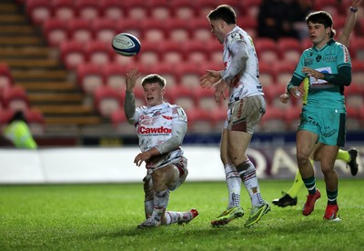 100126 - Scarlets v Section Paloise - Investec Champions Cup - Archie Hughes of Scarlets celebrates scoring a try with team mates