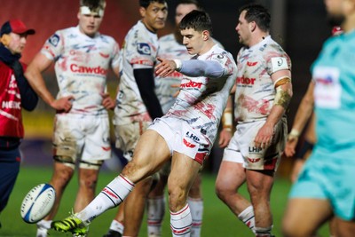 100126 - Scarlets v Section Paloise - Investec Champions Cup - Joe Hawkins of Scarlets kicks for touch