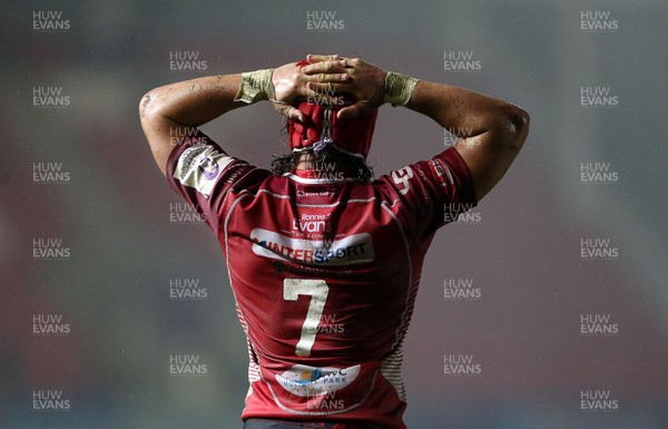 110120 - Scarlets v RC Toloun - European Rugby Challenge Cup - Dejected Josh Macleod of Scarlets