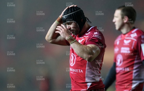 110120 - Scarlets v RC Toloun - European Rugby Challenge Cup - Dejected Leigh Halfpenny of Scarlets