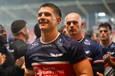 180926 - Scarlets v Saracens - Pre Season Friendly - Joe Hawkins of Scarlets at full time