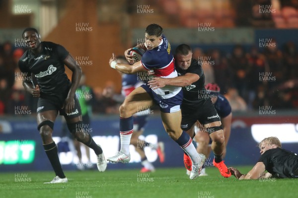 180926 - Scarlets v Saracens - Preseason Friendly -  Joe Hawkins of Scarlets on the attack 