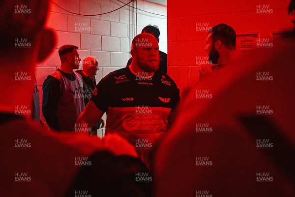 180926 - Scarlets v Saracens - Pre Season Friendly - Corey Domachowski of Scarlets walking out onto the pitch at the start of the match