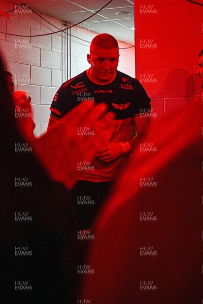 180926 - Scarlets v Saracens - Pre Season Friendly - Will Evans of Scarlets walking out onto the pitch at the start of the match