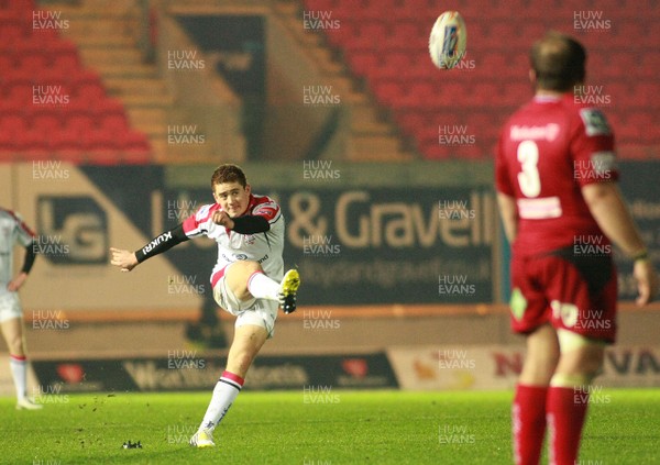 021212 Scarlets v Ulster - RaboDirect PRO 12 -Ulster's Paddy Jackson kicks another penalty 