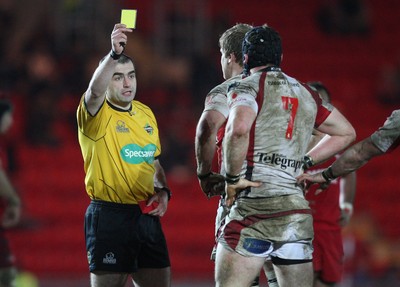 05.03.10 ... Scarlets v Ulster, Magners League -  Ulster's David Pollock is shown a yellow card 