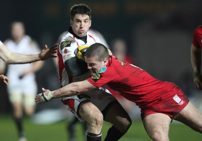 05.03.10 ... Scarlets v Ulster, Magners League -  Ulster's Ian Humphreys takes on Scarlets' Tavis Knoyle    