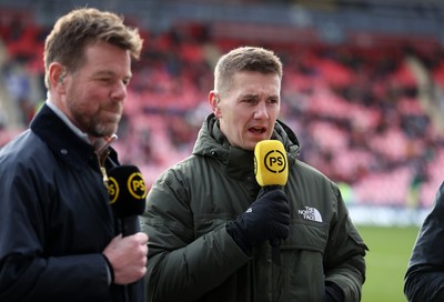 240126 - Scarlets v Ulster - United Rugby Championship - Former Wales and Scarlets player Jonathan Davies working for Premier Sports