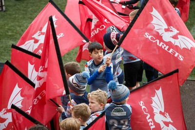 240126 - Scarlets v Ulster - United Rugby Championship - Scarlets flag bearers