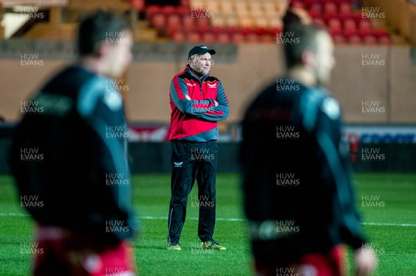 240218 - Scarlets v Ulster, Guinness PRO14 -  Wayne Pivac Scarlets Head Coach looks on ahead of the game 
