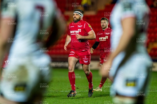 240218 - Scarlets v Ulster, Guinness PRO14 - Emyr Phillips of scarlets comes on for his 150th cap