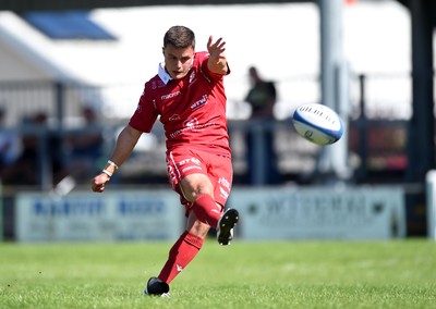 240819 - Scarlets A v Ulster A - Celtic Cup - Ioan Hughes of Scarlets A kicks at goal